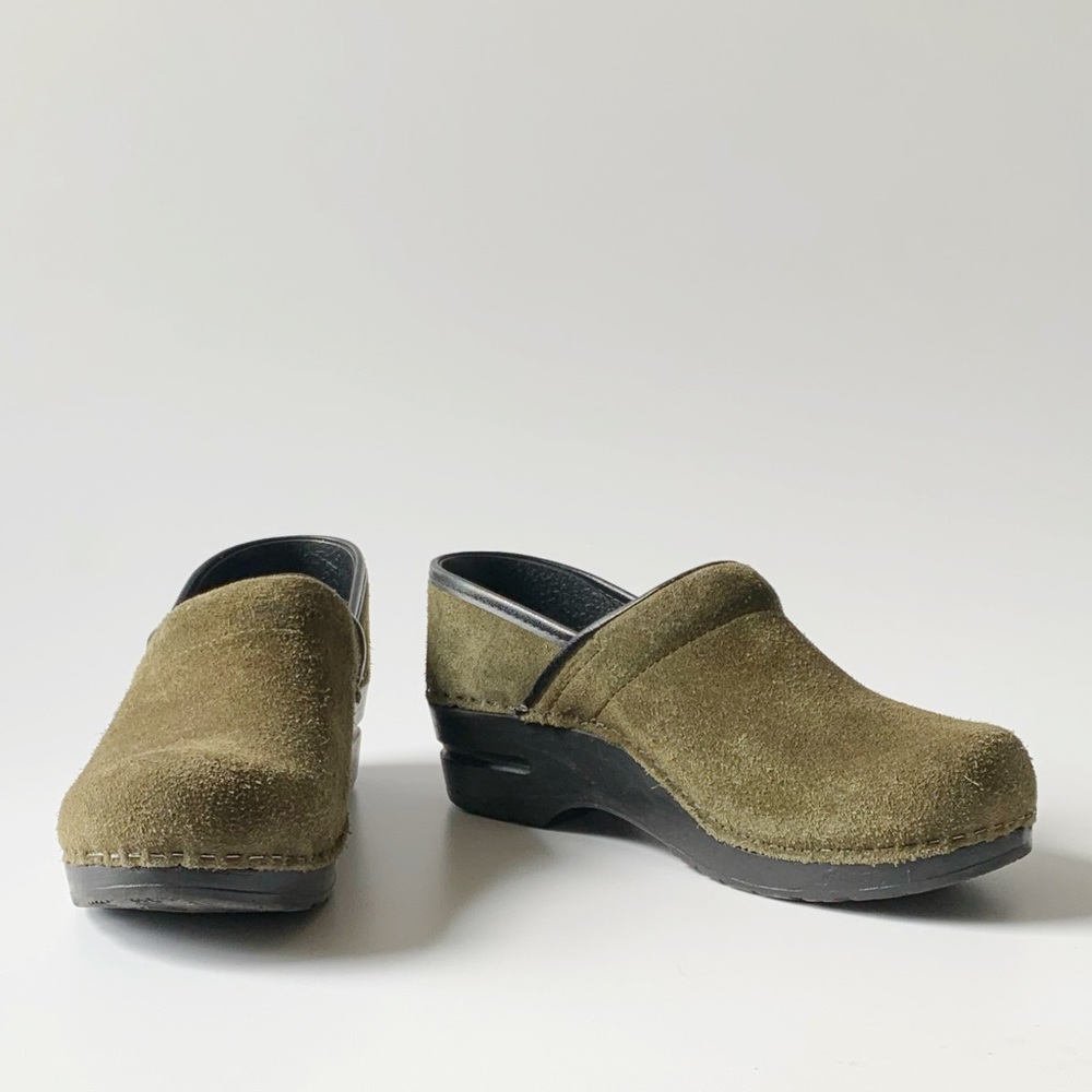 Dansko Olive Suede Clogs